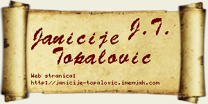 Janićije Topalović vizit kartica